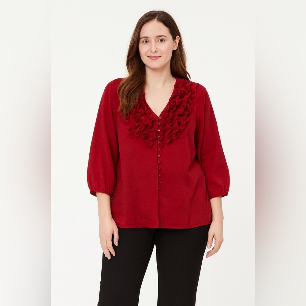 Apt 9 Size 3X Red and Black Polka Dot Blouse